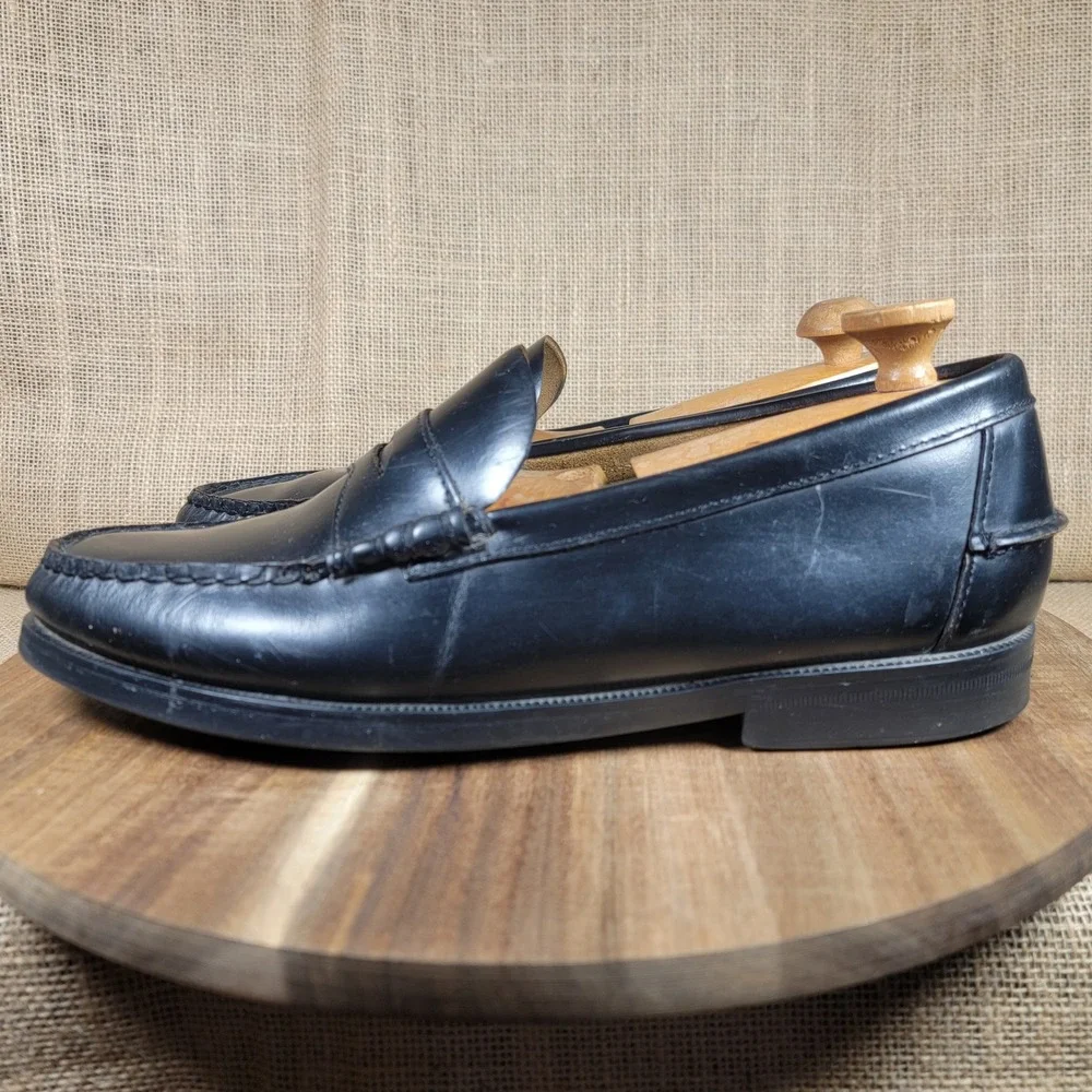 Sebago Classic Penny Loafers Black Leather Handsewn Slip On Men's 11 E Wide